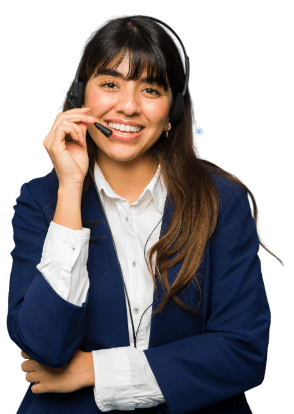 Women in Contact Center offering support on phone call