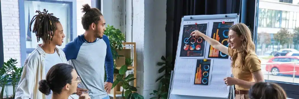 Woman making the case for increased contact center operations budgeting